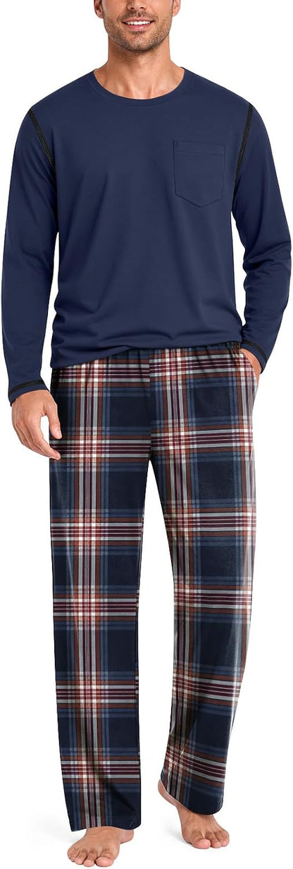 Aodemo Mens Pajamas Set 2 Piece Pjs Sleepwear Loungewear with Pocket