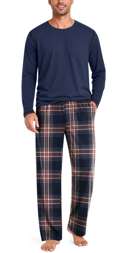 Aodemo Mens Pajamas Set 2 Piece Pjs Sleepwear Loungewear with Pocket
