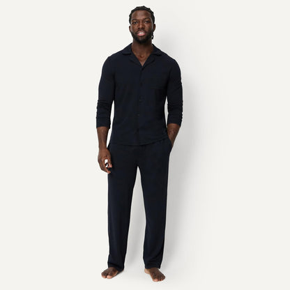Amazon Essentials Men's Cotton-Modal Pajama Set, Long Sleeve Button-Down Top with Pants