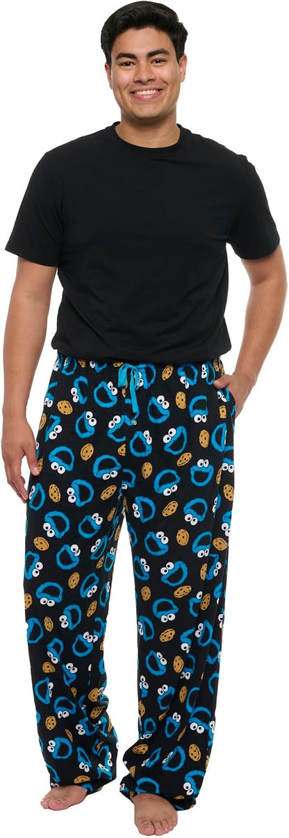 Sesame Street Mens Cookie Monster Lounge Pants AOP Pajama Bottoms
