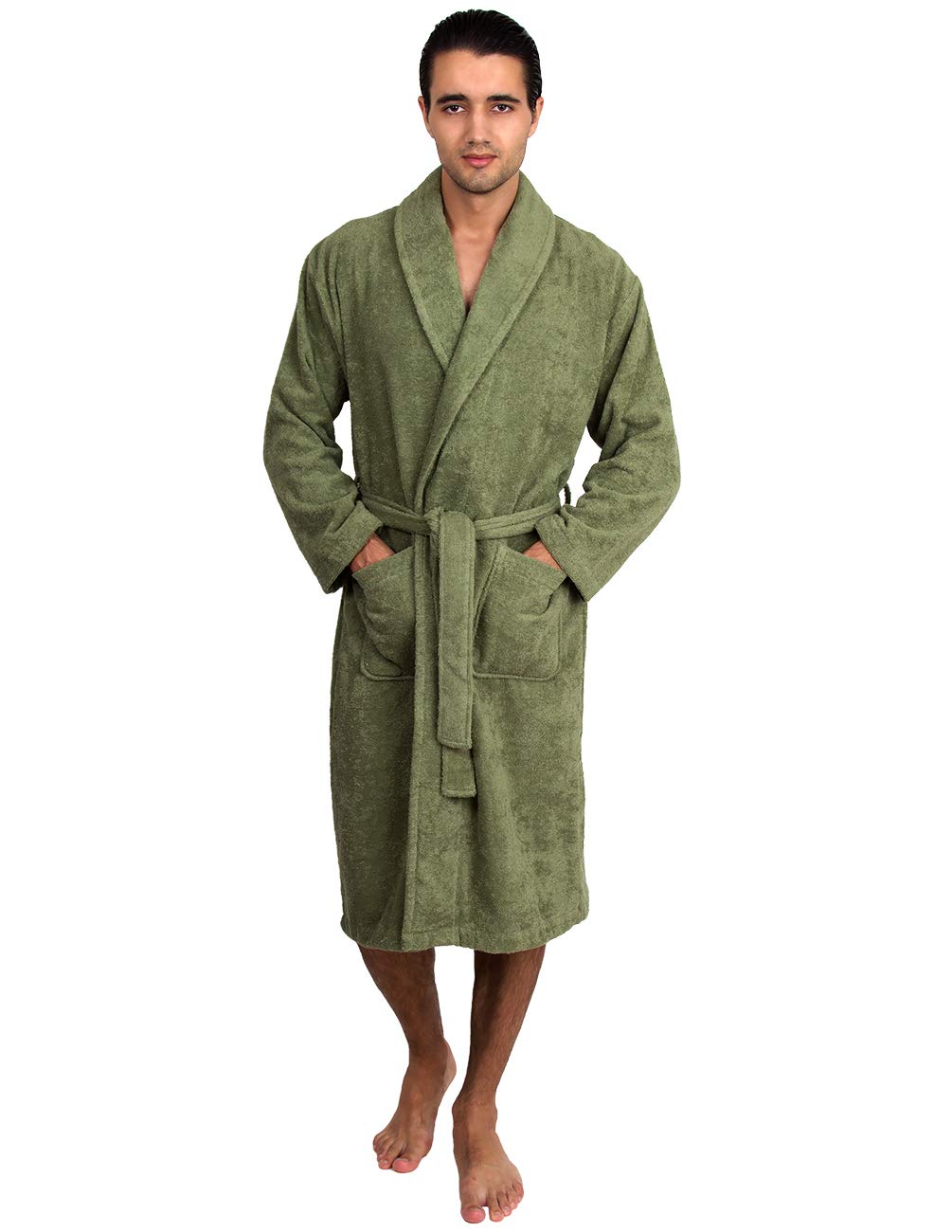 TowelSelections Mens Robe 100% Cotton Terry Cloth Towel Bathrobe Luxury Soft Shawl Bath Robe for Men