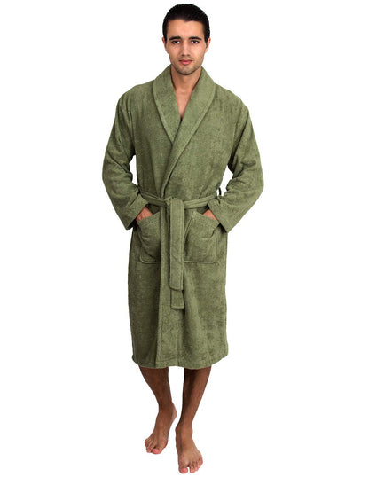 TowelSelections Mens Robe 100% Cotton Terry Cloth Towel Bathrobe Luxury Soft Shawl Bath Robe for Men