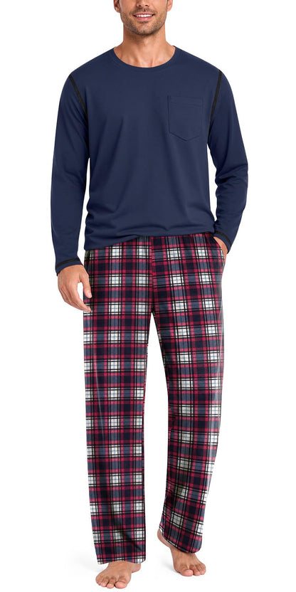 Aodemo Mens Pajamas Set 2 Piece Pjs Sleepwear Loungewear with Pocket