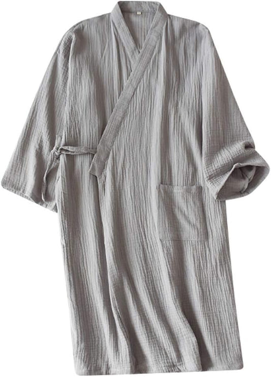SIQITECHNO Men Kimono Robe Cotton Yukata Spa Sauna Bathrobe Sleepwear Japanese Kimono for Women Loungewear Nightgown Dressing