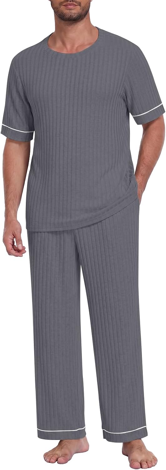 Mens Pajamas Sets Lightweight Lounge Set Soft Sleepwear Pjs S-3XL