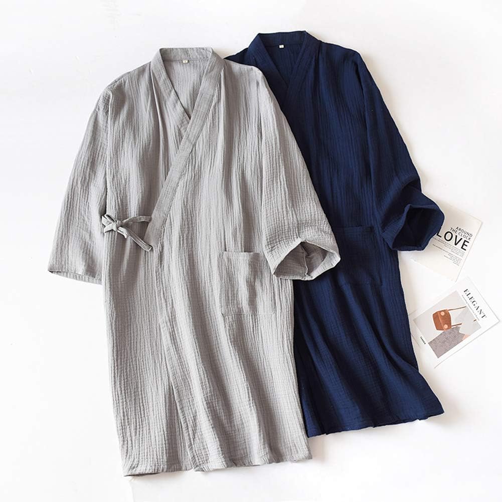 SIQITECHNO Men Kimono Robe Cotton Yukata Spa Sauna Bathrobe Sleepwear Japanese Kimono for Women Loungewear Nightgown Dressing