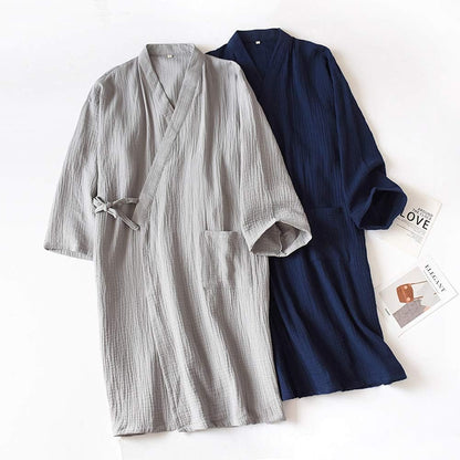 SIQITECHNO Men Kimono Robe Cotton Yukata Spa Sauna Bathrobe Sleepwear Japanese Kimono for Women Loungewear Nightgown Dressing