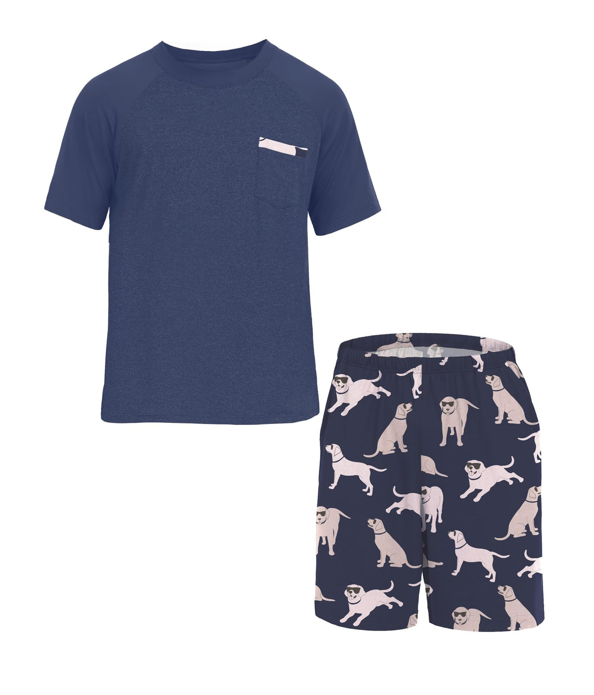 Mens Pajamas Set Shirt and Shorts Lightweight Summer Sleepwear