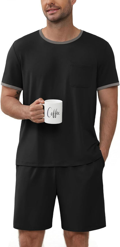 Ekouaer Mens Pajamas Sets Shorts Soft Short Sleeve Pjs