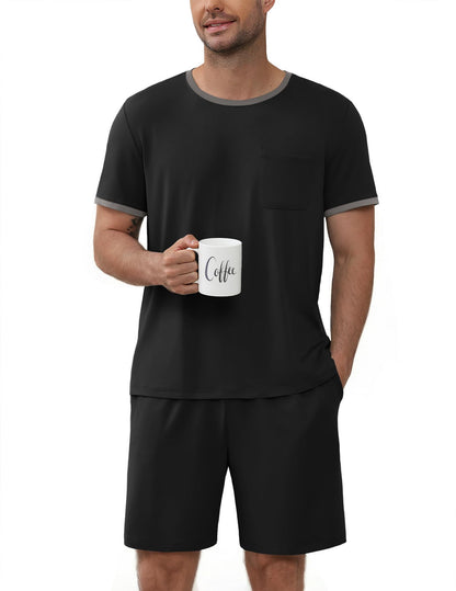 Ekouaer Mens Pajamas Sets Shorts Soft Short Sleeve Pjs