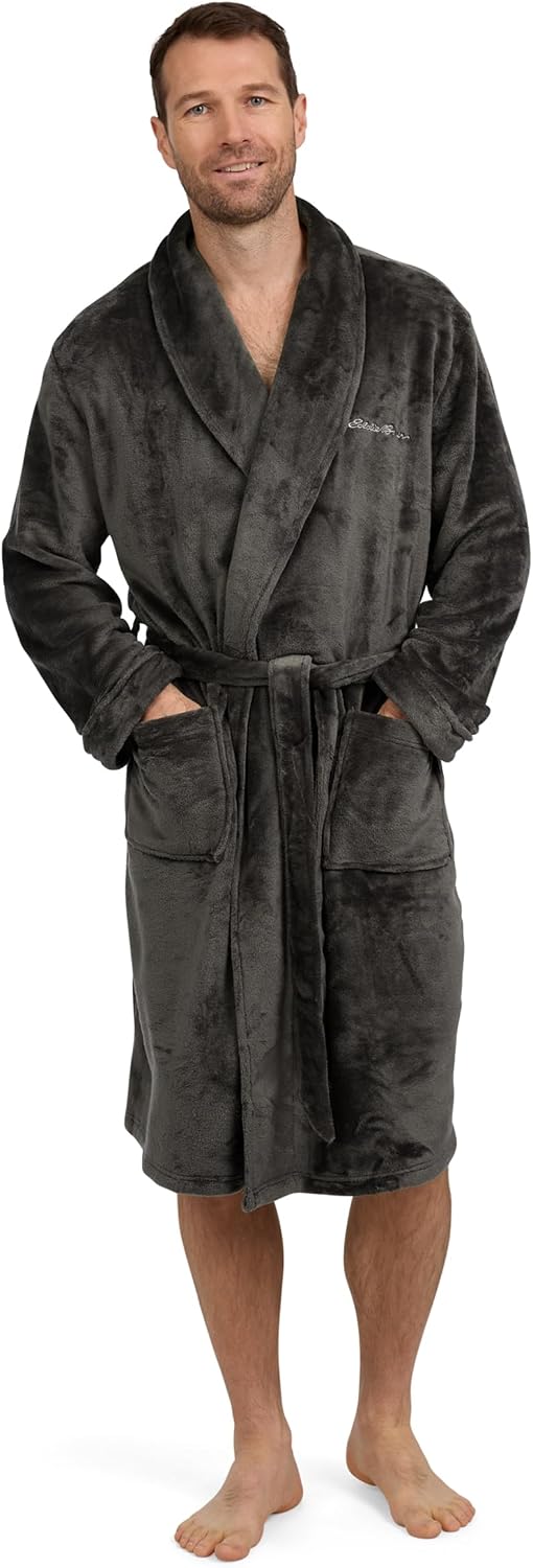 Eddie Bauer Mens Robe Plush – Fuzzy & Fluffy Fleece Spa Robes for Men | Soft Warm Winter Bathrobe with Pockets & Belt