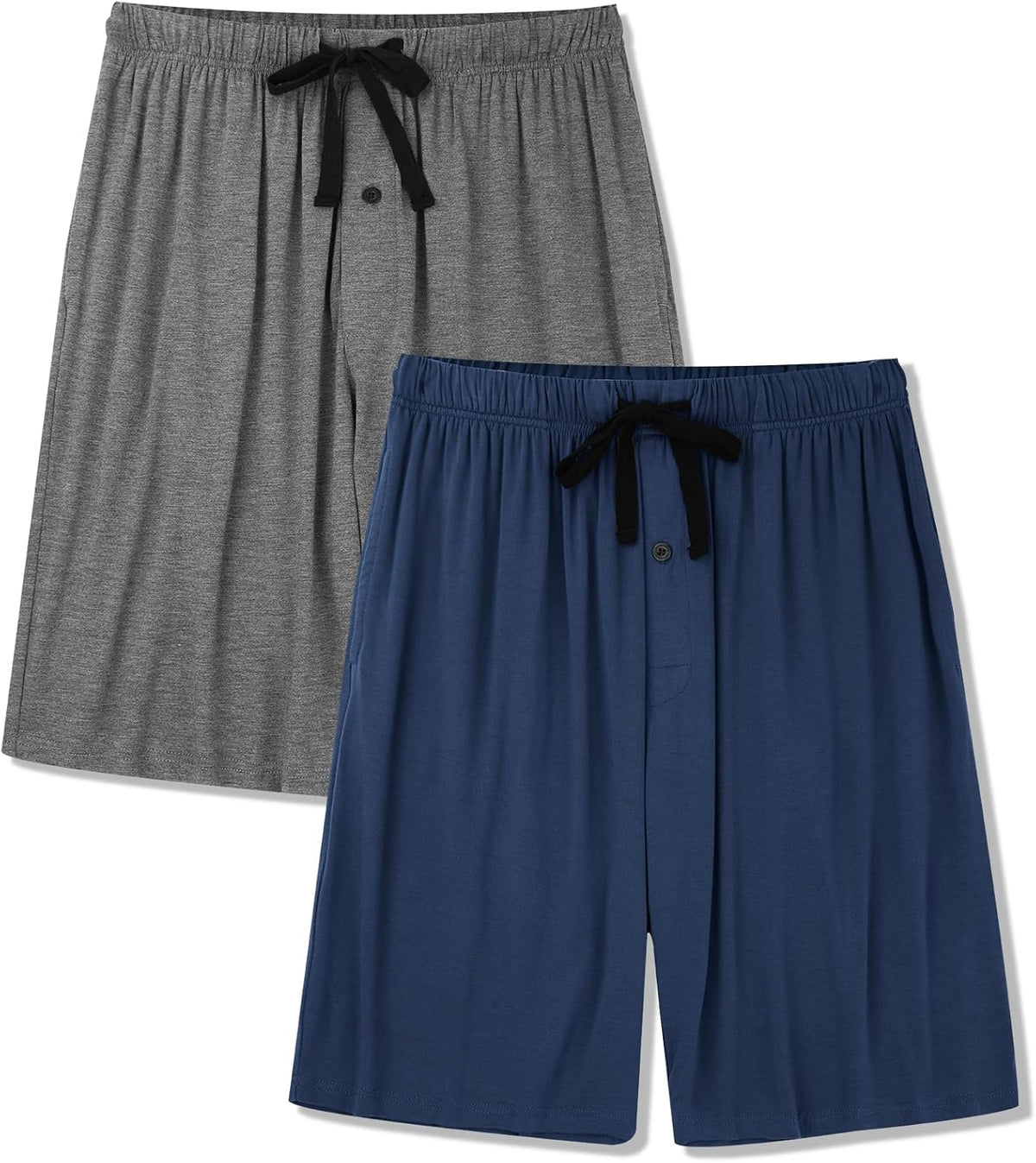 BAMBOO COOL Men's Pajama Shorts Lounge Sleep Shorts with Pockets 2 Pack
