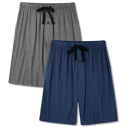 BAMBOO COOL Men's Pajama Shorts Lounge Sleep Shorts with Pockets 2 Pack