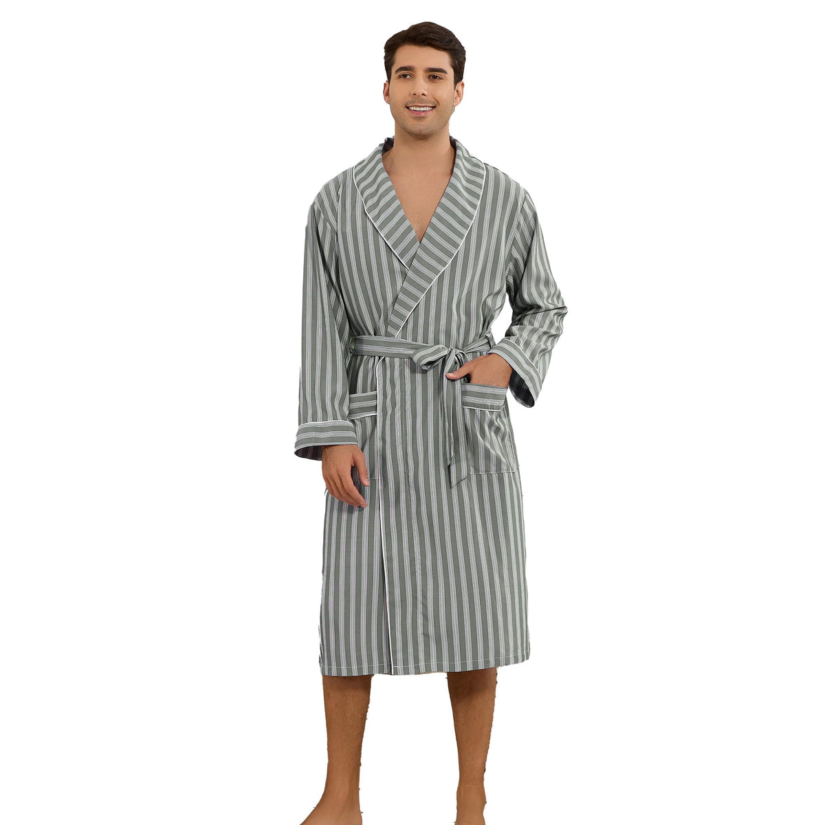 Vulcanodon Mens Robe, Lightweight Breathable Kimono Bathrobe, Soft Sleepwear
