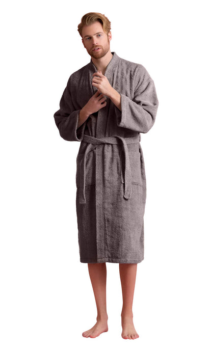 Men's Kimono Bathrobe, 100% Turkish Cotton Terry, Absorbent