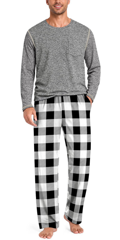Aodemo Mens Pajamas Set 2 Piece Pjs Sleepwear Loungewear with Pocket