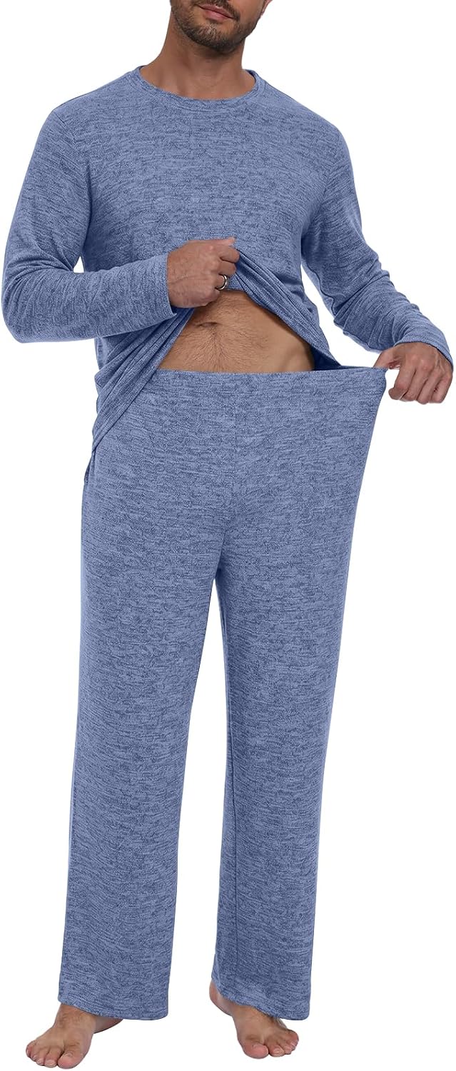 Yincro Mens Pajama Sets Soft Comfy Sleepwear Casual Loungewear with Pockets
