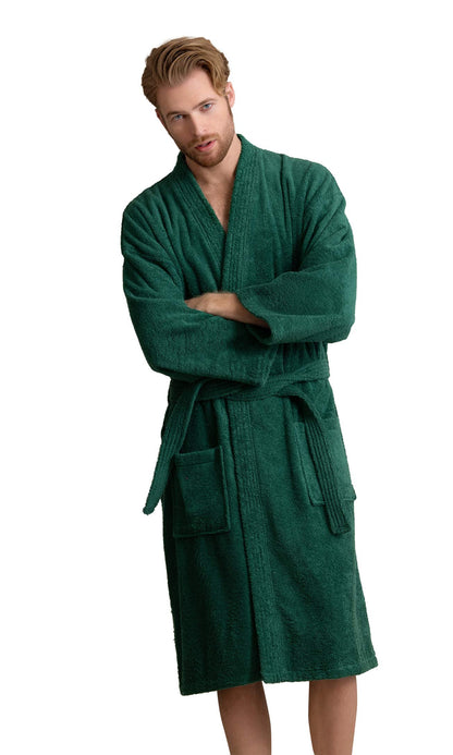 Men's Kimono Bathrobe, 100% Turkish Cotton Terry, Absorbent
