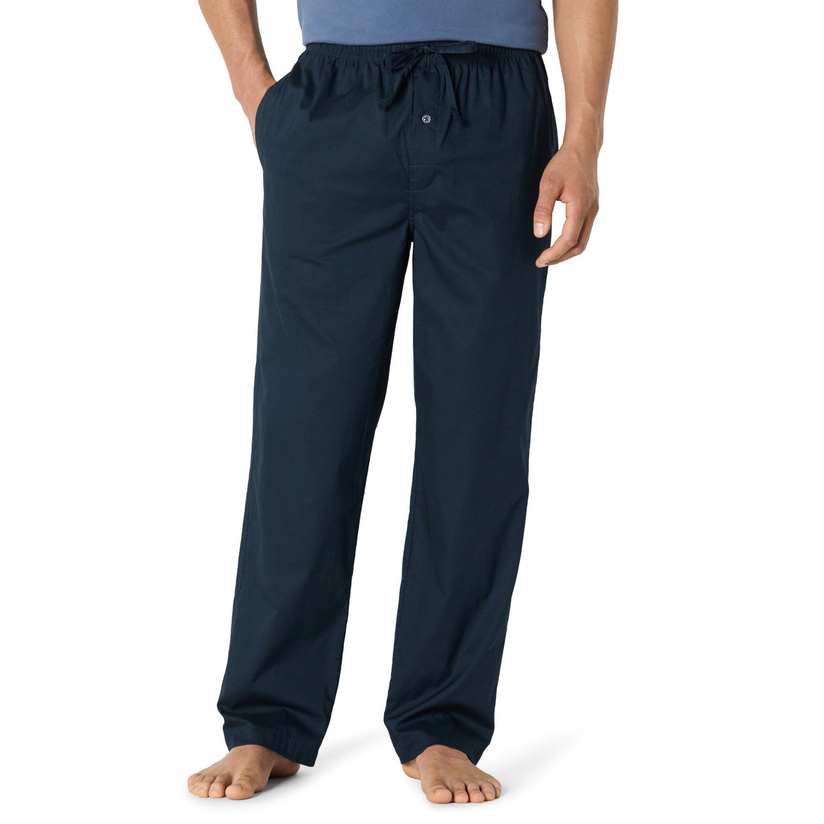 Amazon Essentials Men's Cotton Poplin Straight-Fit Pajama Pants with Pockets, Elastic Waist, Drawstring