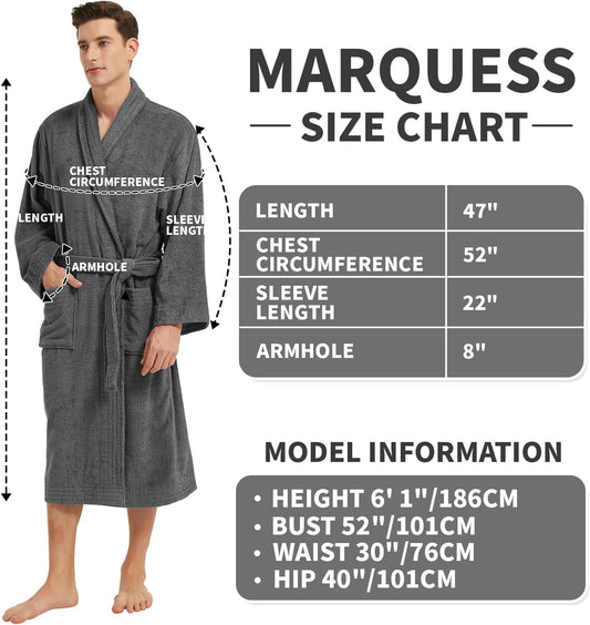 Marquess All-Cotton Bathrobe Thick Plush Cloth Housecoat Terry Toweling, Sweat Steaming Clothes Comfortable & Warm