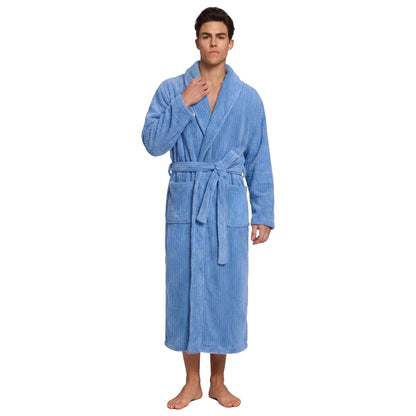 PJGGZ Men's Shawl Collar Bathrobe, Soft Long Towel Robe for Men - Super Absorbent Quick Dry yet Warm
