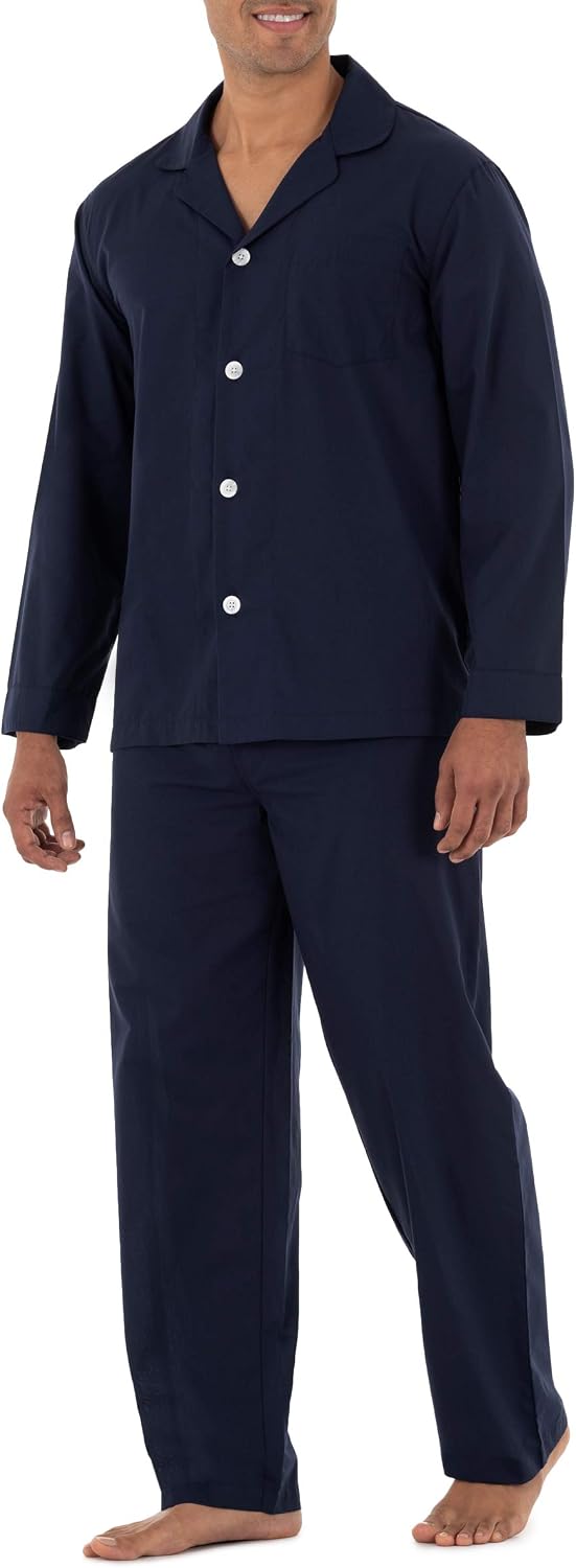 Fruit of the Loom Men's Long Sleeve Broadcloth Pajama Set