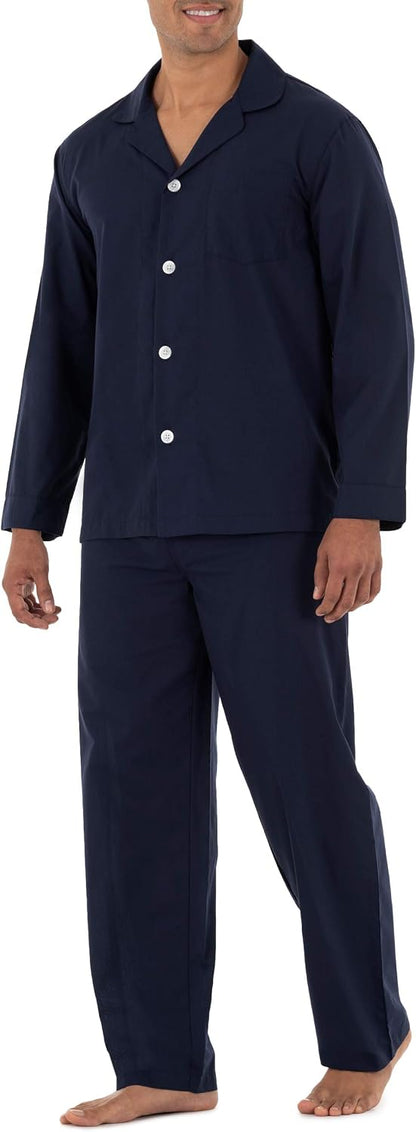 Fruit of the Loom Men's Long Sleeve Broadcloth Pajama Set