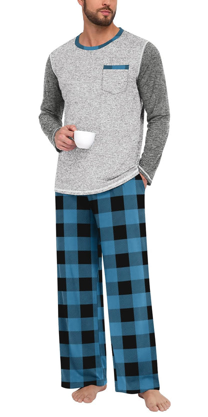 Aodemo Mens Pajamas Set 2 Piece Pjs Sleepwear Loungewear with Pocket