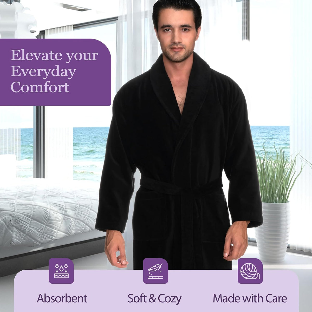 TowelSelections Men's Cotton Robe, Terry Cloth Luxury Spa Bathrobe