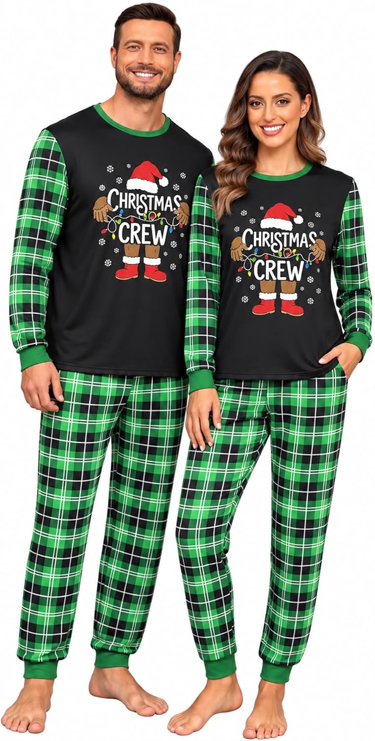 PrinStory Pajamas Set for Men & Women Long Sleeve Soft Sleepwear S-2XL