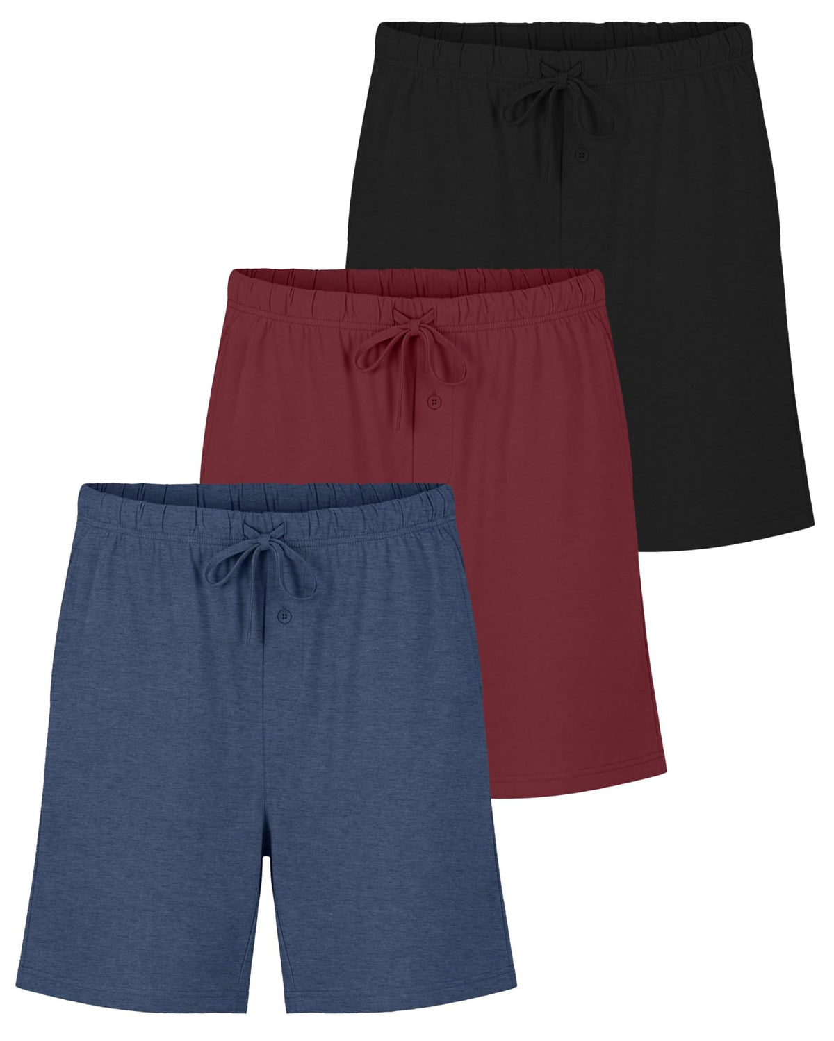 3 Pack Men's Pajama Shorts Sleep Lounge Cotton Sleepwear PJ Bottoms Pockets