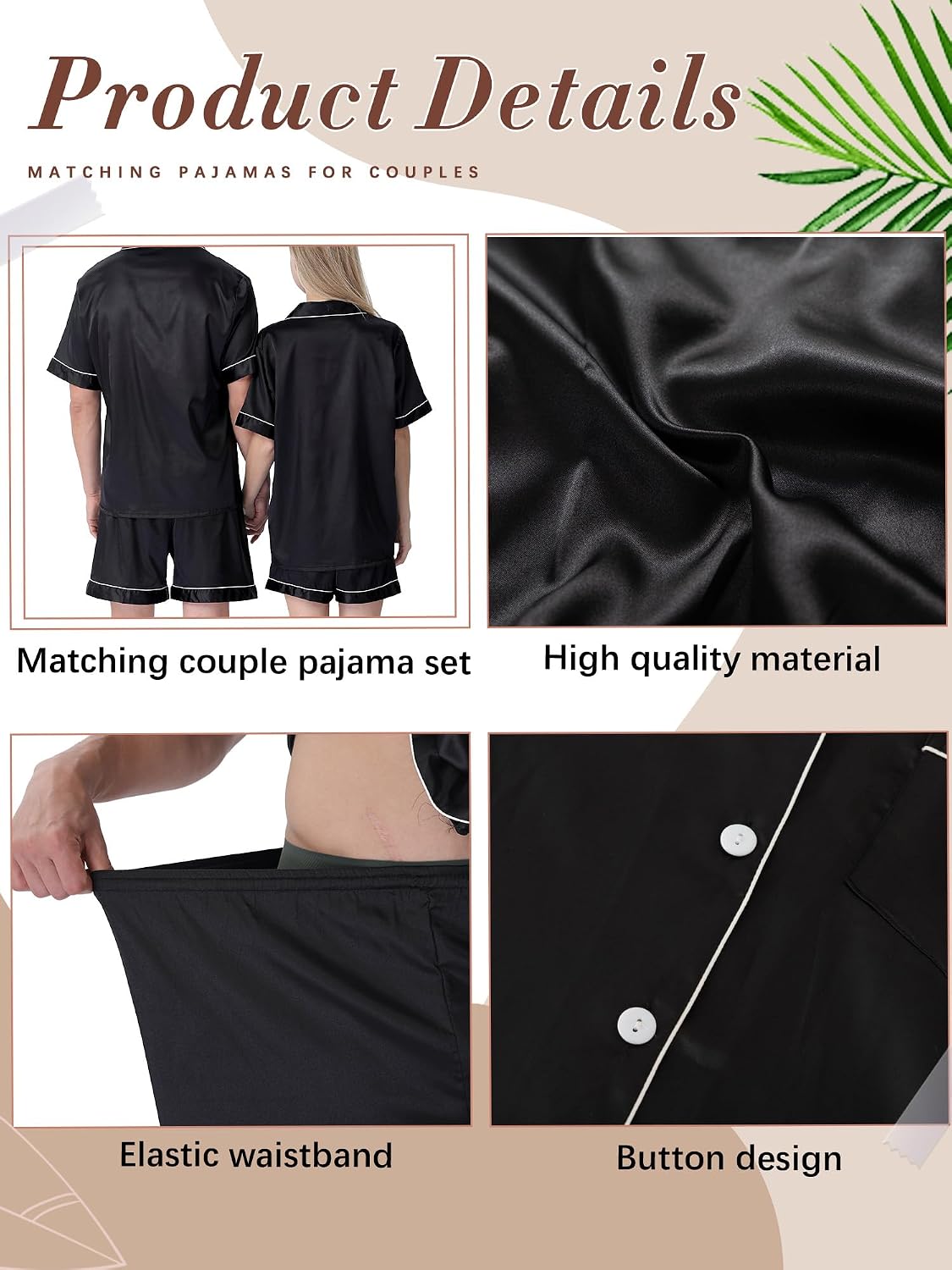 Jecery 2 Pcs Matching Pajamas for Women Man