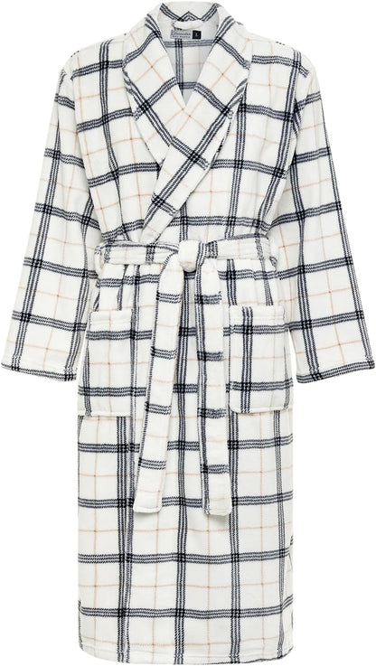 Men's Long Sleeve Lightweight Fleece Robe with Pockets, Bathrobe