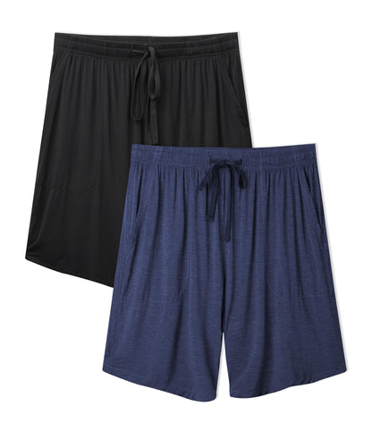 DAVID ARCHY Cloud-Soft Mens Pajama Shorts, 2 Pack Sleep Shorts