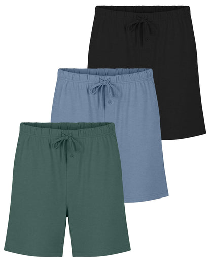 3 Pack Men's Pajama Shorts Sleep Lounge Cotton Sleepwear PJ Bottoms Pockets