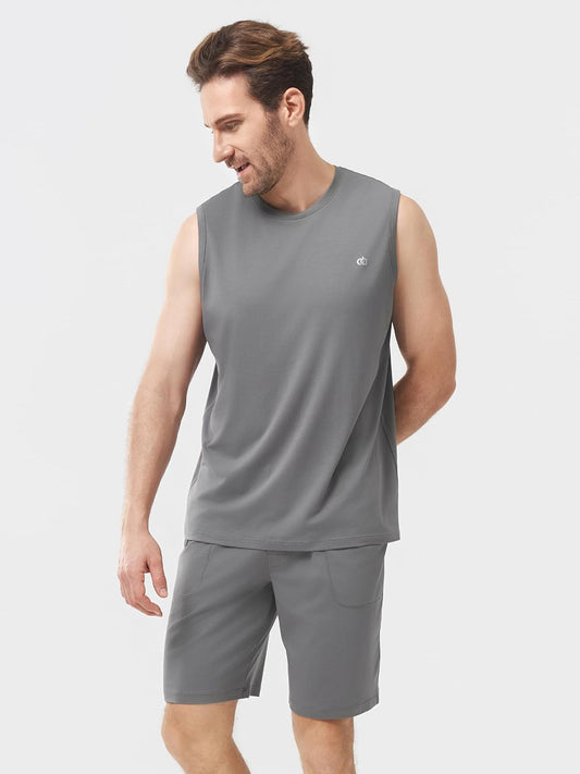 DAVID ARCHY Men's Pajama Set with Tank Top and Shorts