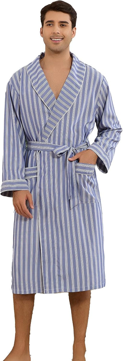 Vulcanodon Mens Robe, Lightweight Breathable Kimono Bathrobe, Soft Sleepwear