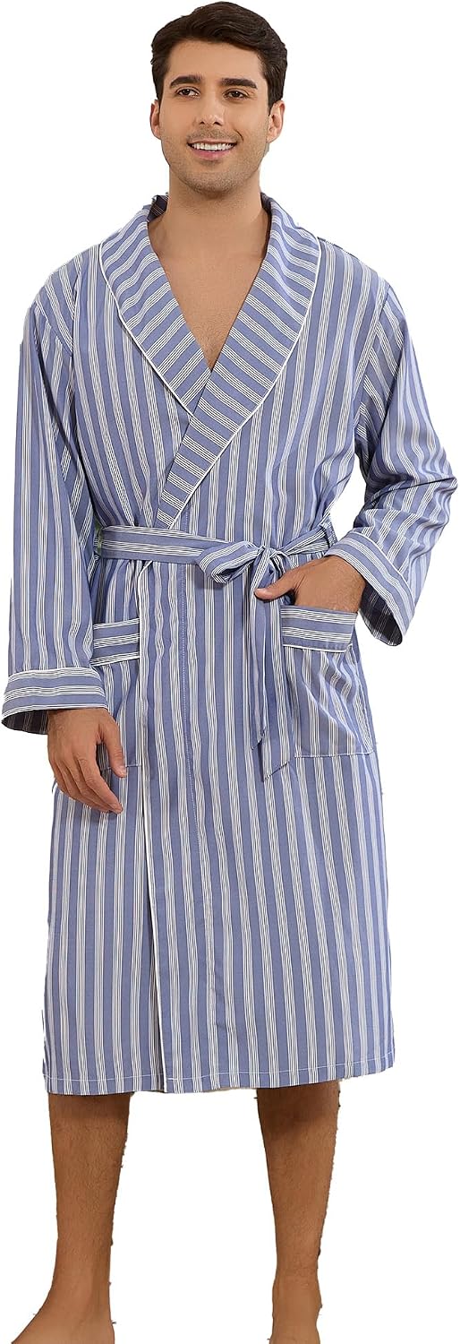 Vulcanodon Mens Robe, Lightweight Breathable Kimono Bathrobe, Soft Sleepwear
