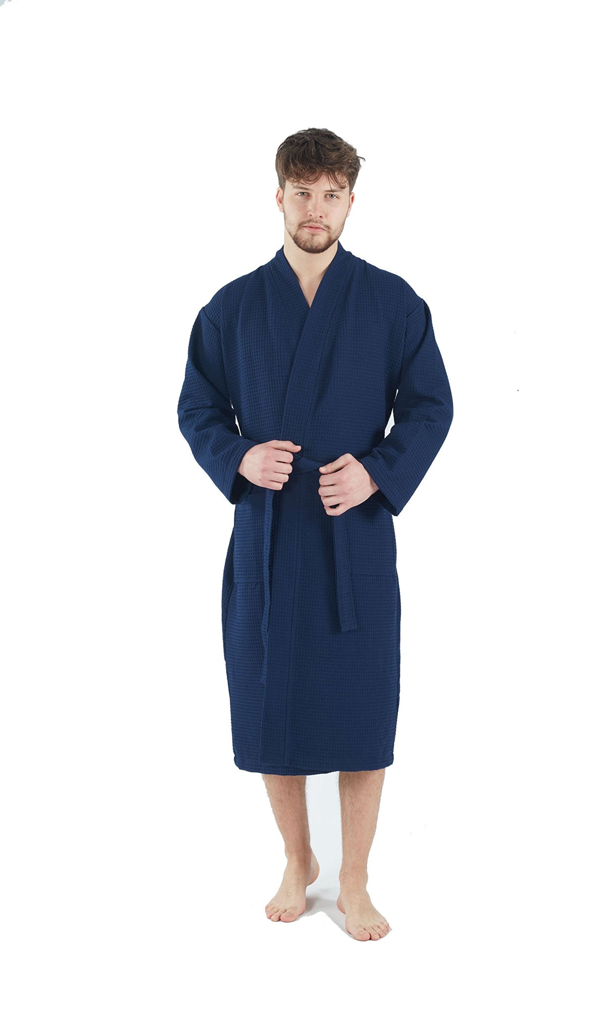 BAGNO MILANO 100% Turkish Cotton Waffle Men's Bathrobe, Soft Spa & Hotel