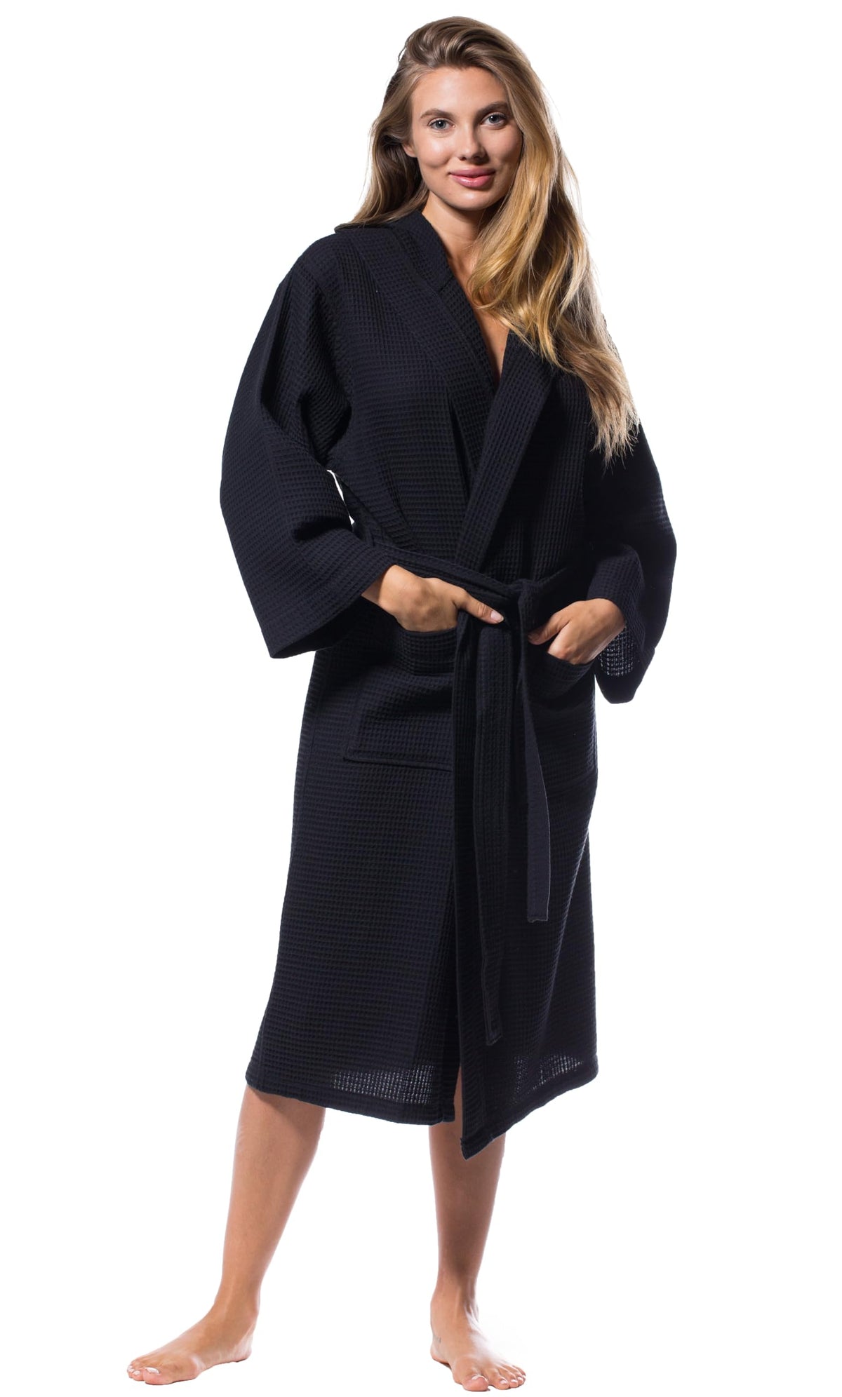 Turquaz Womens Lightweight Waffle Kimono Bathrobe for Men - Soft Quick-Dry Spa & Summer Towel Robe, Cotton Blend