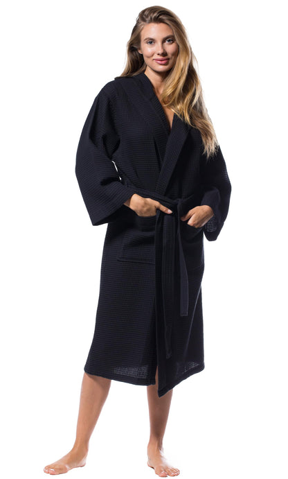 Turquaz Womens Lightweight Waffle Kimono Bathrobe for Men - Soft Quick-Dry Spa & Summer Towel Robe, Cotton Blend