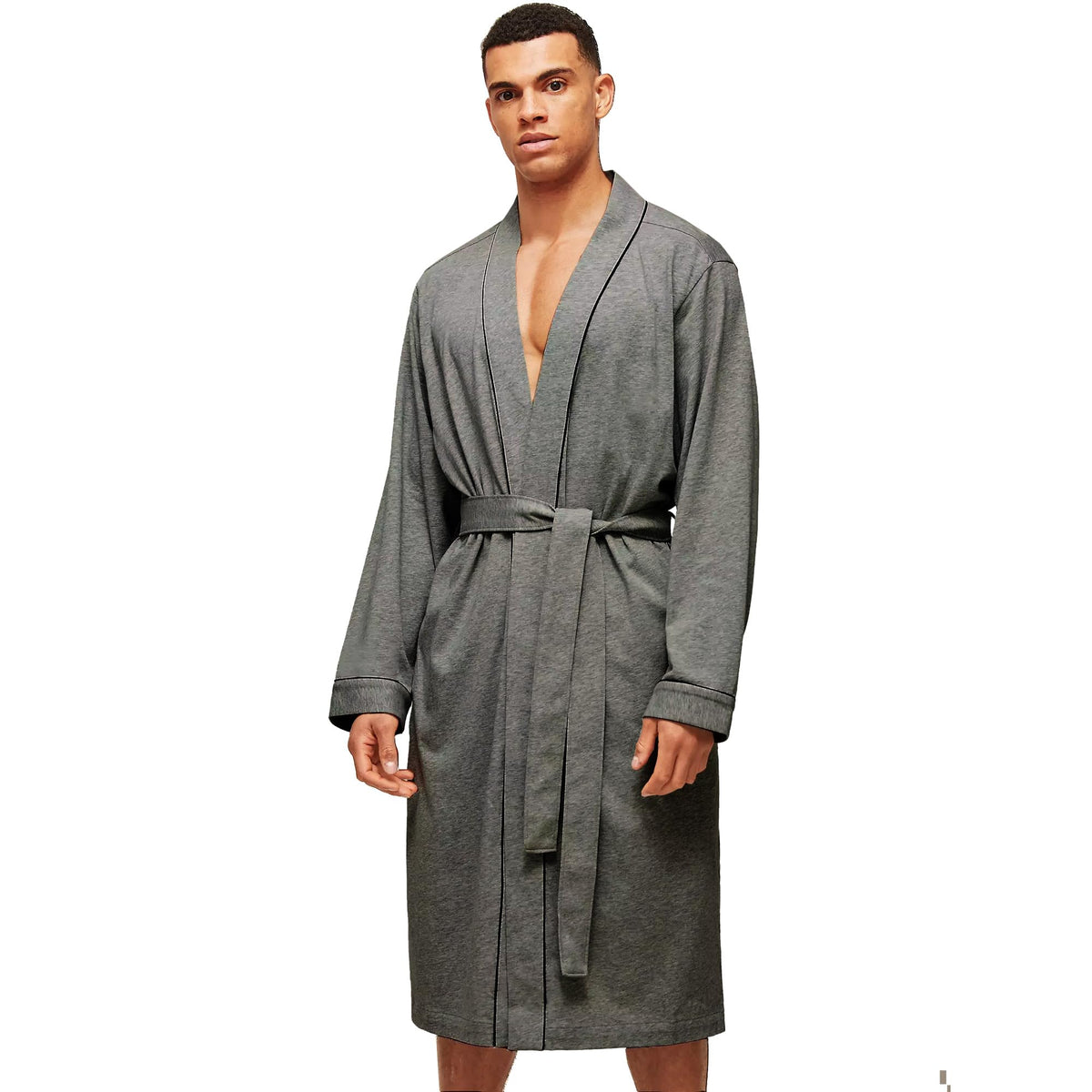 HOLOVE Men's Cotton Lightweight Robes Shower Spa Kimono Bathrobe
