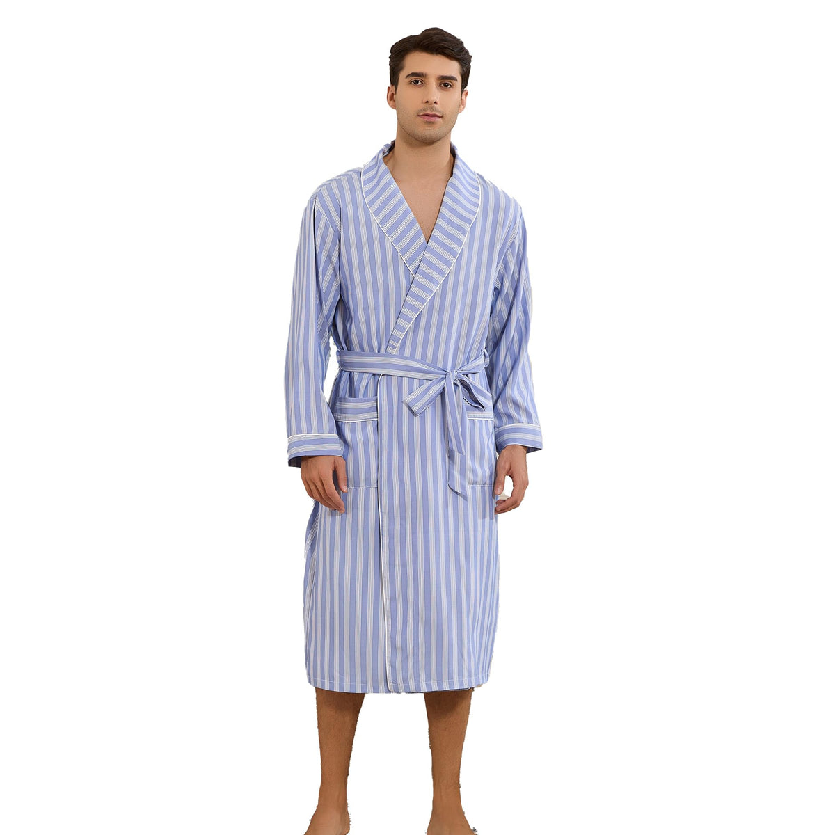Vulcanodon Mens Robe, Lightweight Breathable Kimono Bathrobe, Soft Sleepwear