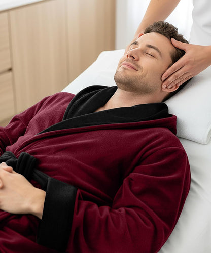 Luxury Ultra Soft Mens Robe with Hood Plush Fleece Long Bathrobe