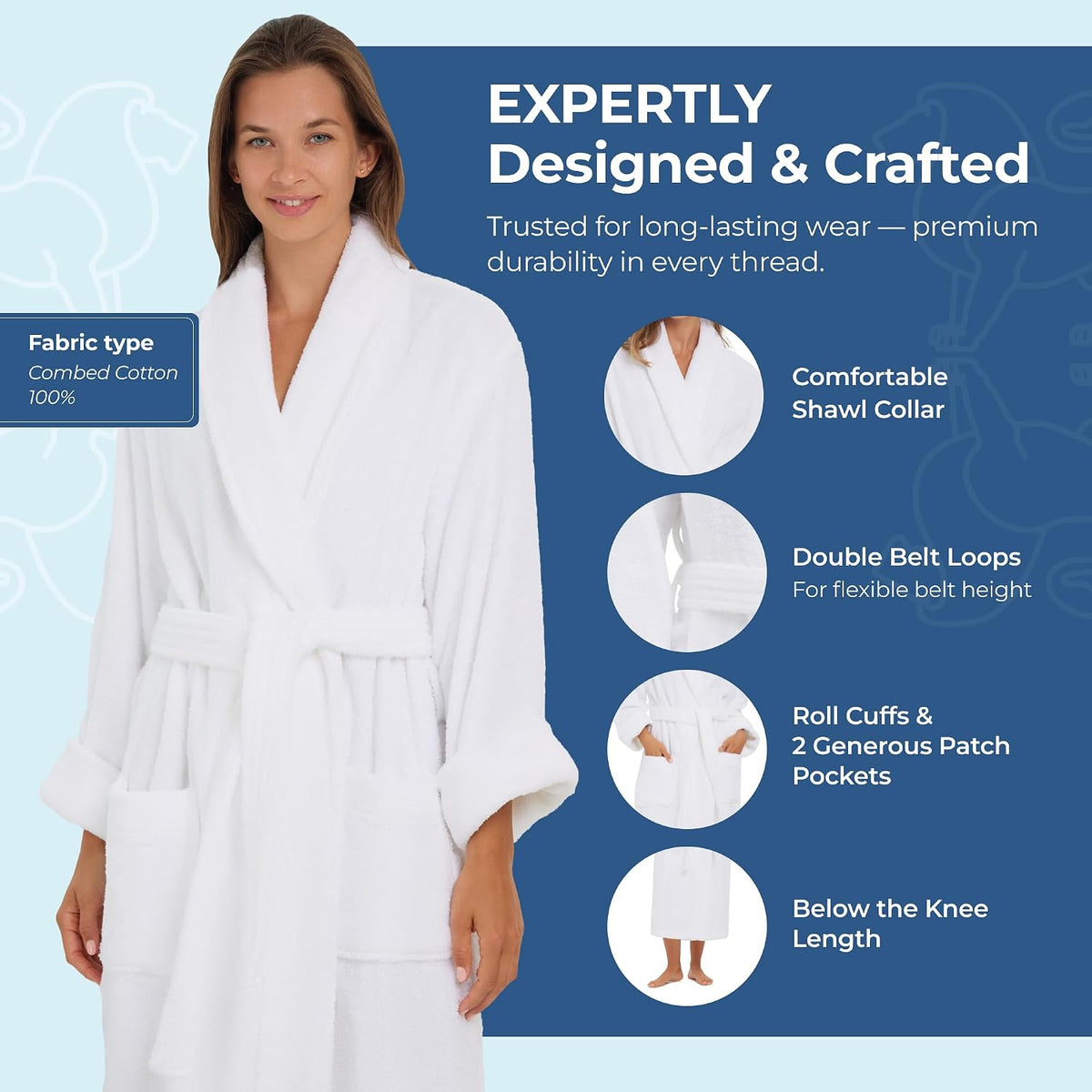 Monarch Terry Shawl Collar Unisex Bathrobe