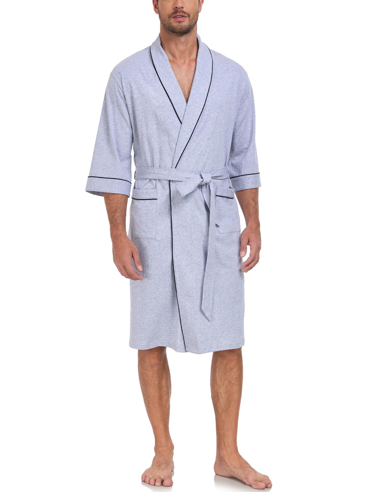 COLORFULLEAF Men's 100% Cotton Robe Lightweight Summer Short Bathrobe