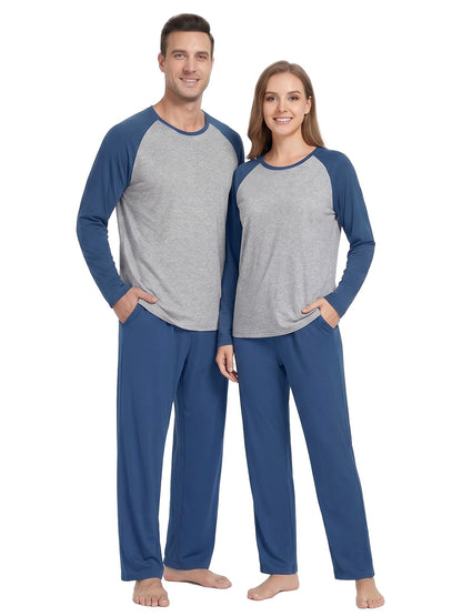 PrinStory Men's Pajama Sets Loungewear Sleepwear Pjs Lightweight Long Sleeve Shirts and Bottoms Soft Comfy Sleep Sets S-4XL