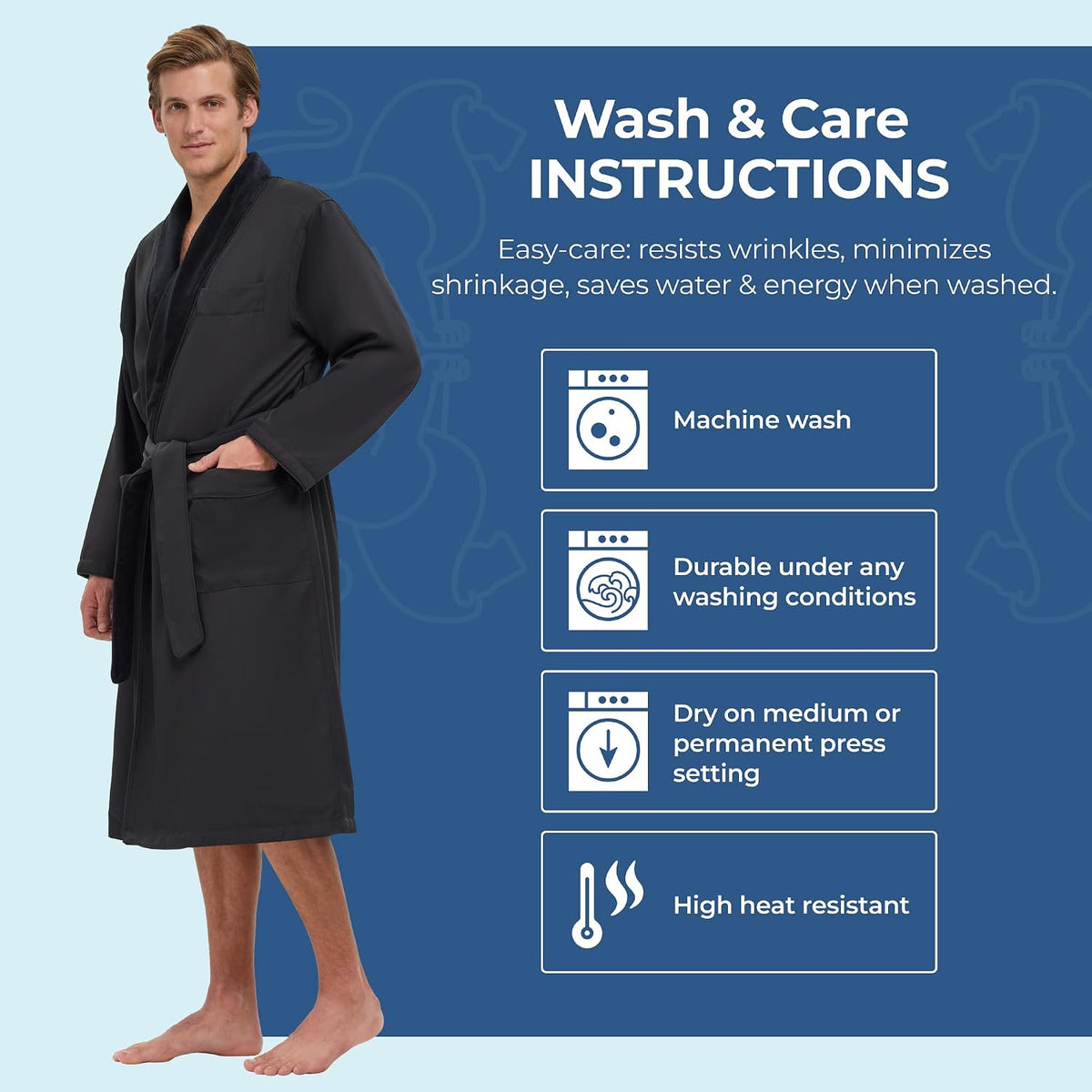 Monarch Plush Lined Microfiber Bath Robe for Men or Women