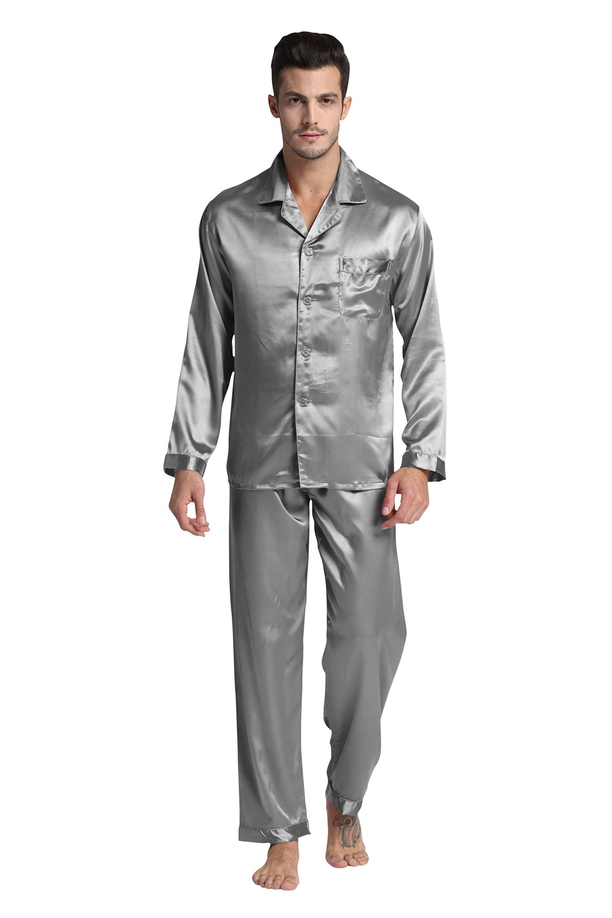 TONY & CANDICE Men's Classic Satin Pajama Set Sleepwear