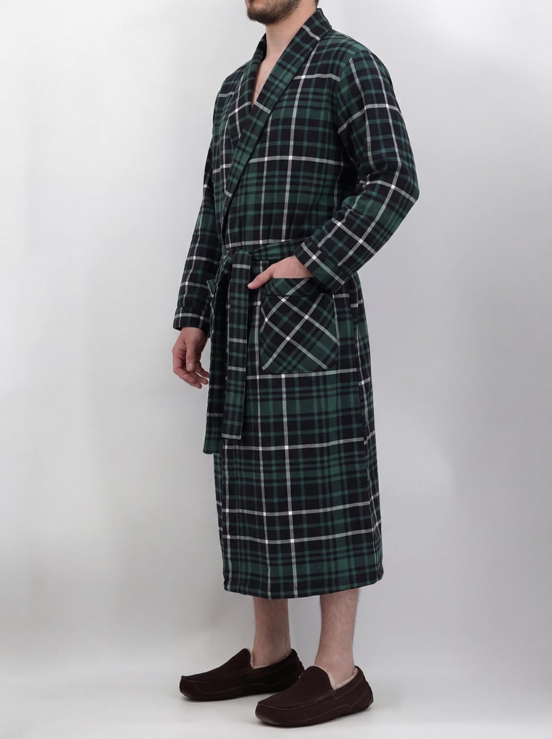 Andrew Scott Mens 2 Pack Long Sleep -Sauna Robe / 100% Cotton Flannel Brush Warm Bathrobe